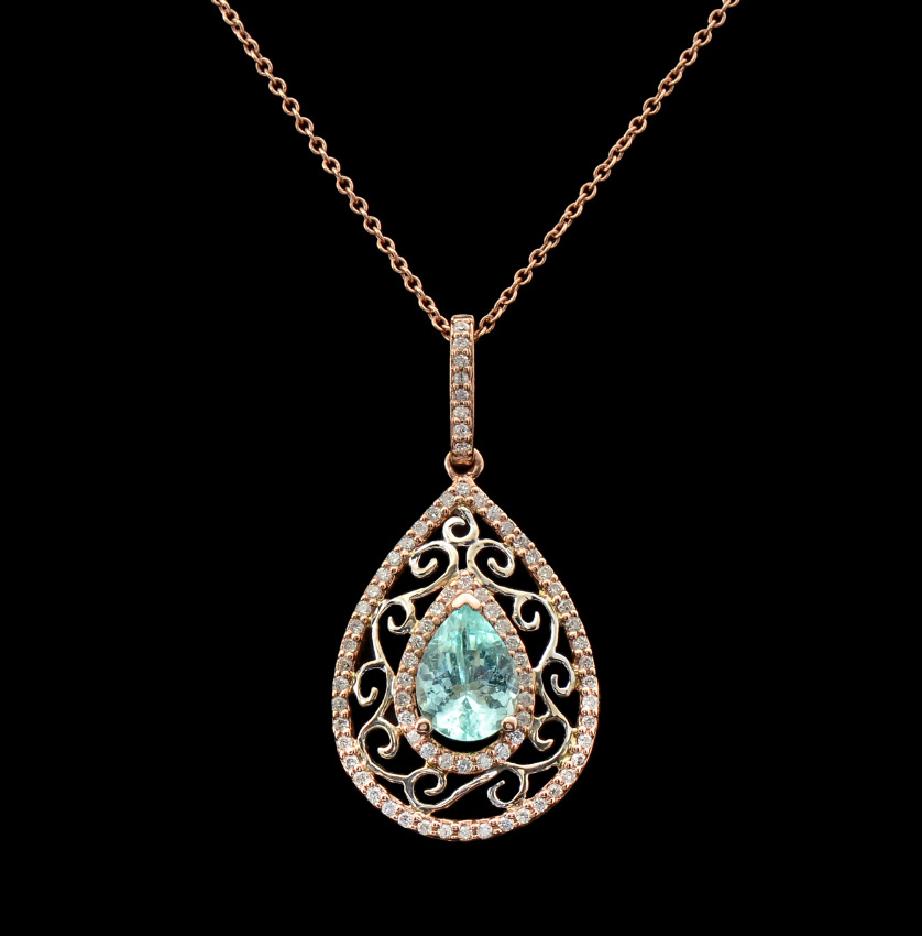 Appraisal: K CTW TOURMALINE DIAMOND PENDANT K rose and white gold