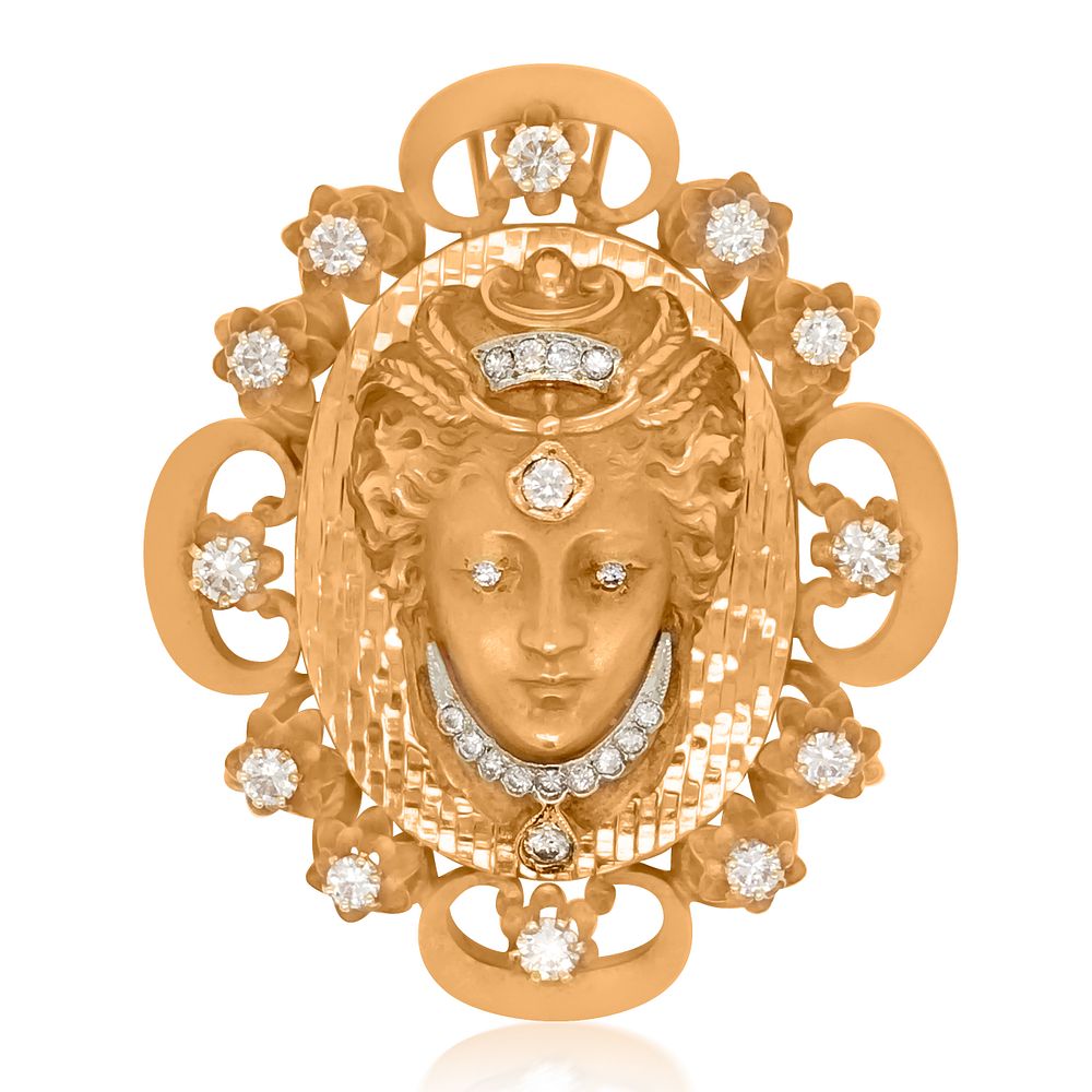 Appraisal: ART NOUVEAU K GOLD GODESS PENDANT BROOCH ART NOUVEAU K