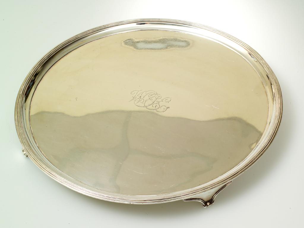 Appraisal: LARGE GEORGE III SILVER SALVER THOMAS WALLIS LONDON of circular