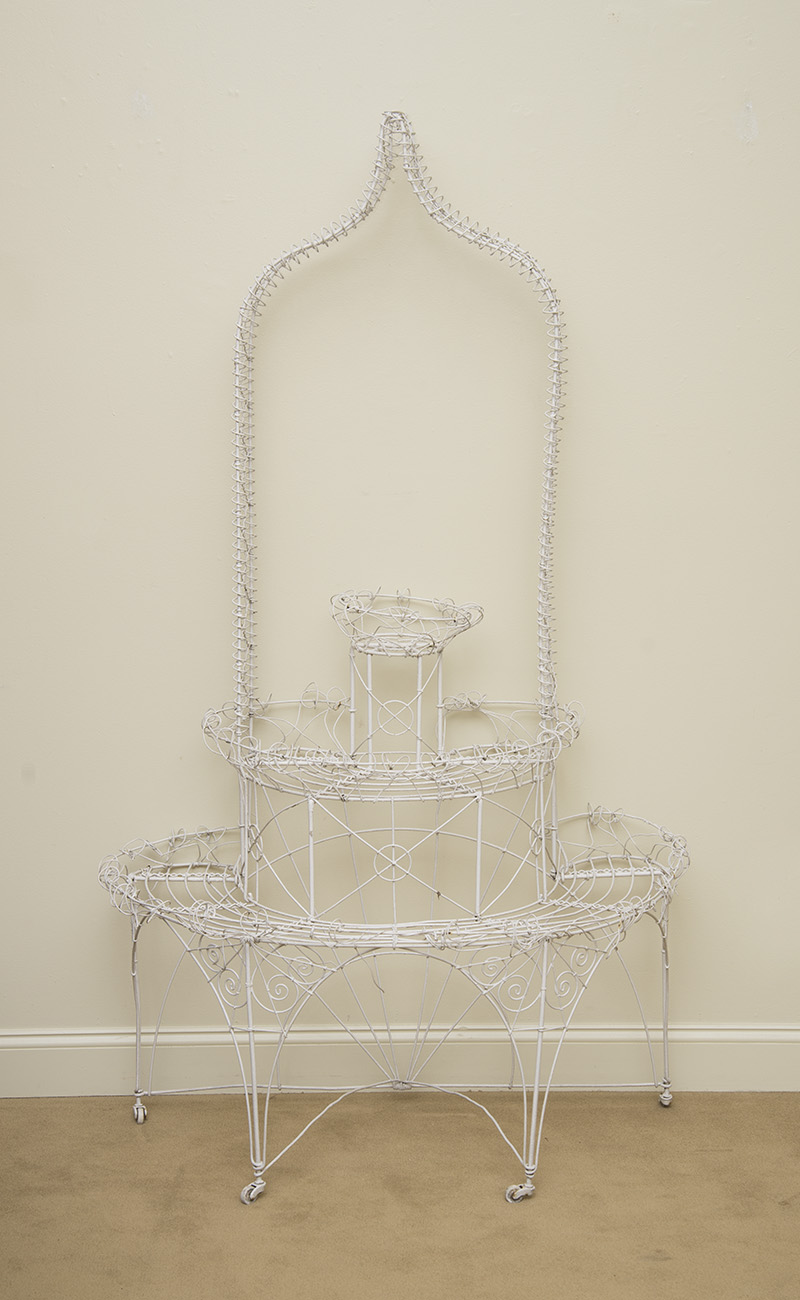 Appraisal: White Painted Wirework Three-Tier Pointed-Arch Plant Stand x x in