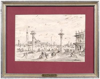 Appraisal: Drawing follower of Francesco Guardi view of the Piazzetta San