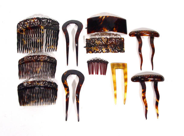 Appraisal: Collection of eleven tortoiseshell and faux tortoiseshell hair grips and