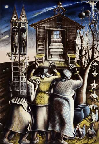 Appraisal: JOHN BIGGERS - The Upper Room Color lithograph x mm