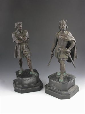 Appraisal: A pair of late th century bronze figures of a