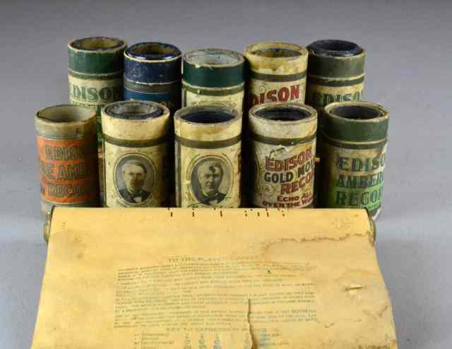 Appraisal: Pcs Edison Recording CylindersTo include nine Blue Ambero recording cylinders