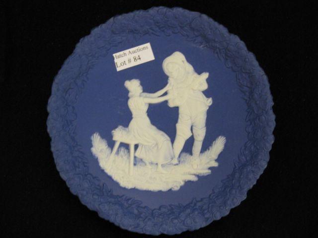 Appraisal: Blue Jasperware Plaque courting scene excellent