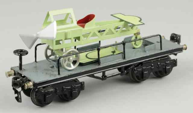 Appraisal: MARKLINE O GAUGE FLAT CAR WITH AIRPLANE Gray floor and