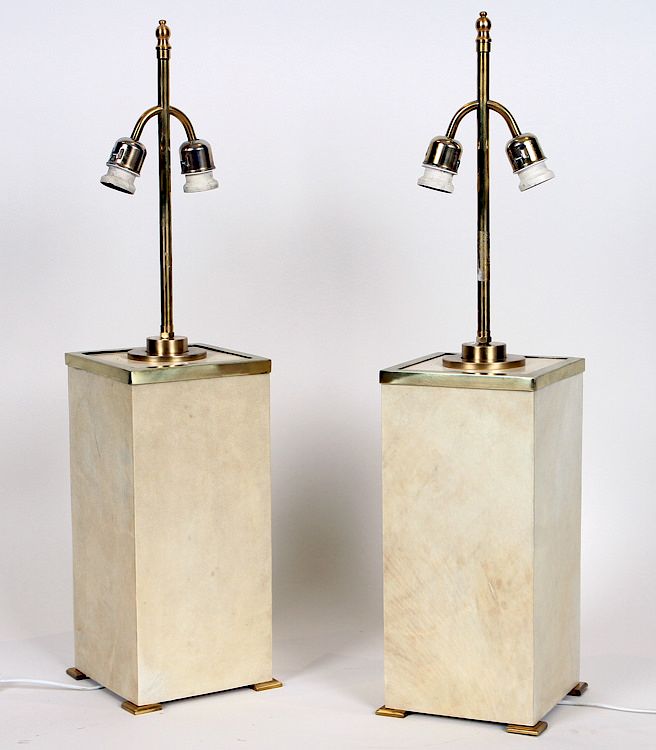 Appraisal: PR PARCHMENT TABLE LAMPS MANNER JEAN-MICHEL FRANK A pair of