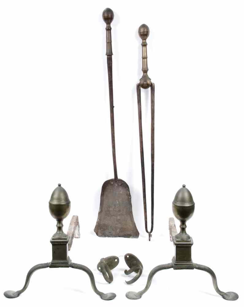 Appraisal: FIREPLACE ACCESSORIES- including a pair of brass and wrought iron