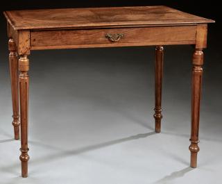 Appraisal: French Louis XVI Style Carved Walnut Writing Table French Louis