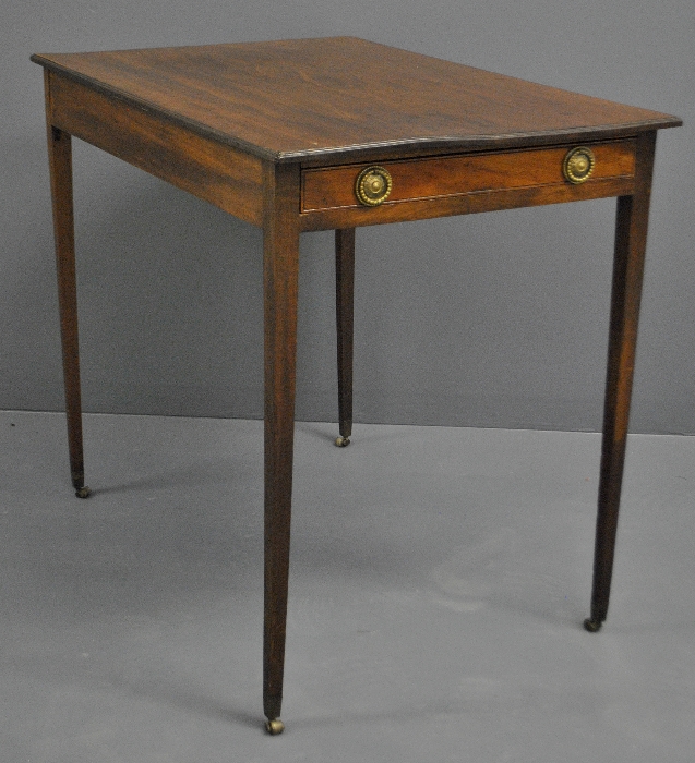 Appraisal: - English Hepplewhite mahogany one-drawer table c with delicate square