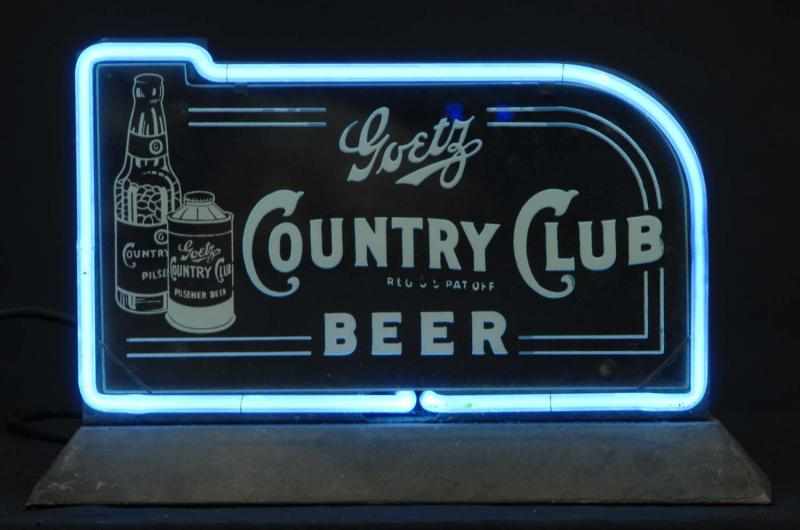 Appraisal: Goetz Country Club Bottle Can Neon Sign Description s to