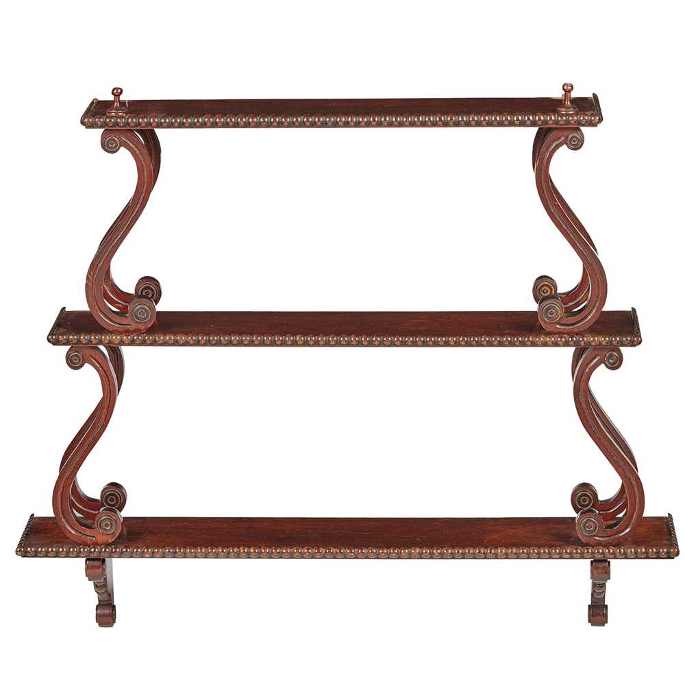 Appraisal: REGENCY MAHOGANY HANGING SHELVES EARLY TH CENTURY with two graduated