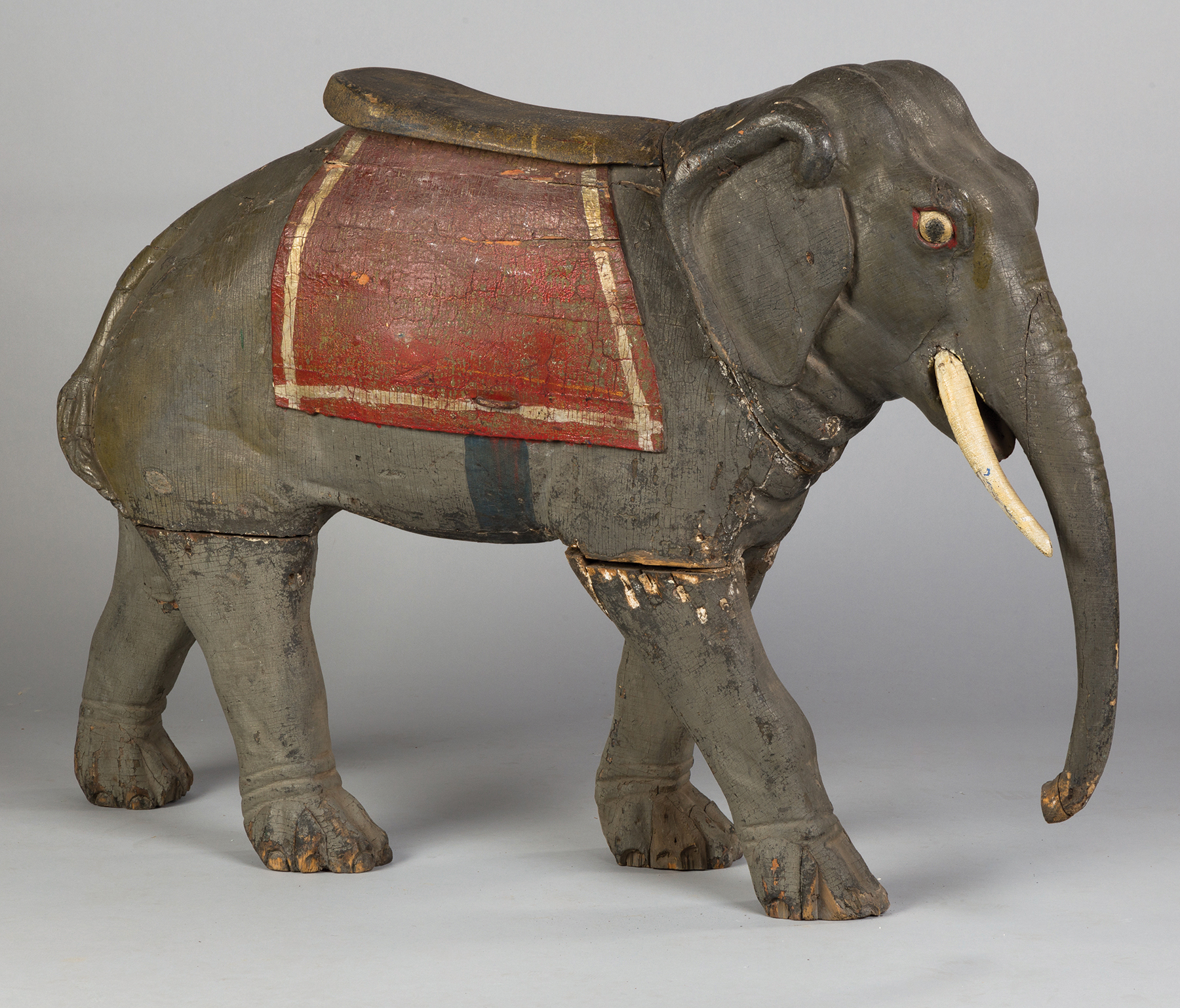 Appraisal: Carved and Painted Elephant Carousel Figure Early th century Probably