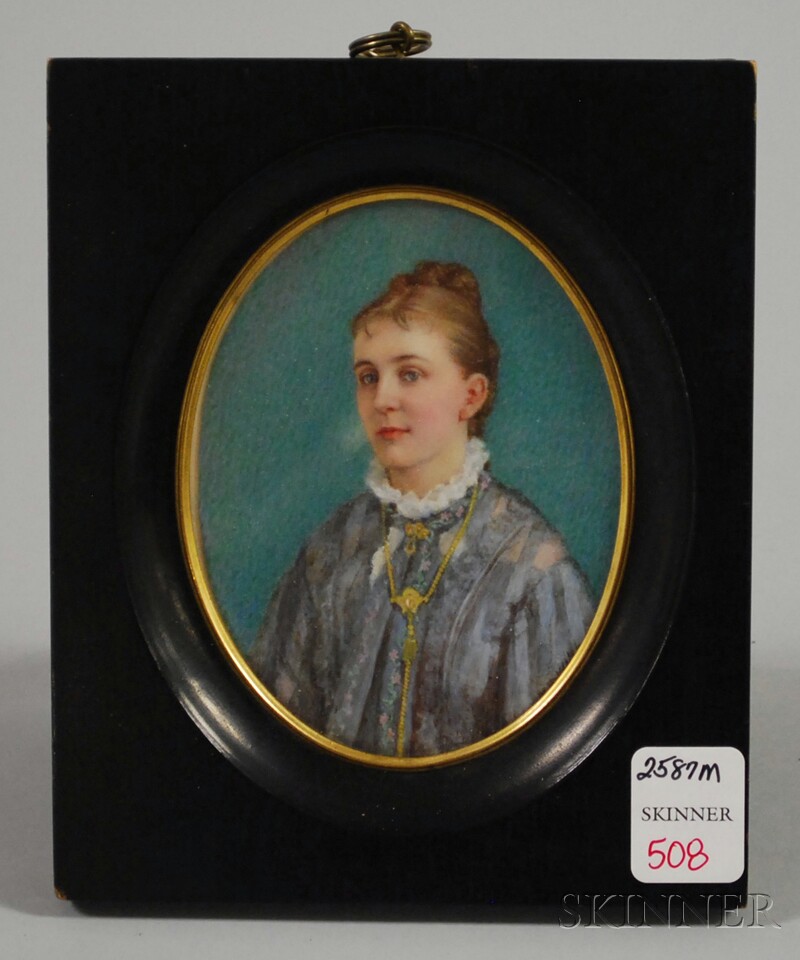 Appraisal: Framed Painted Portrait Miniature of a Young Woman signed M