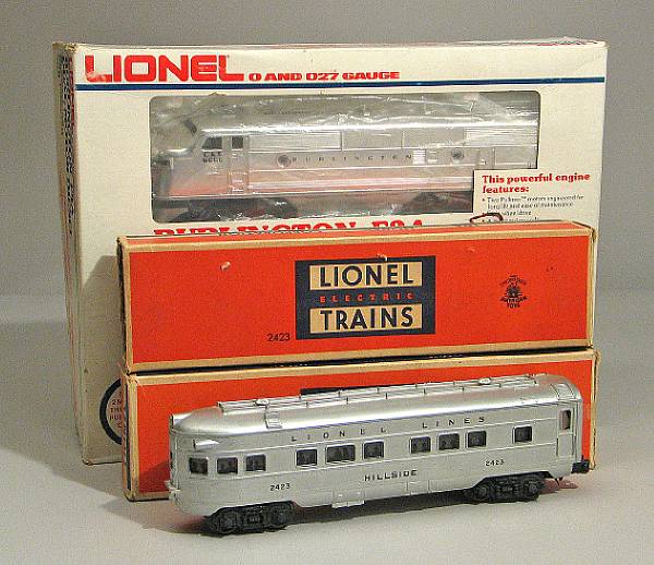 Appraisal: Lionel boxed Burlington Engine amp passenger cars Boxed Burlington accompanied