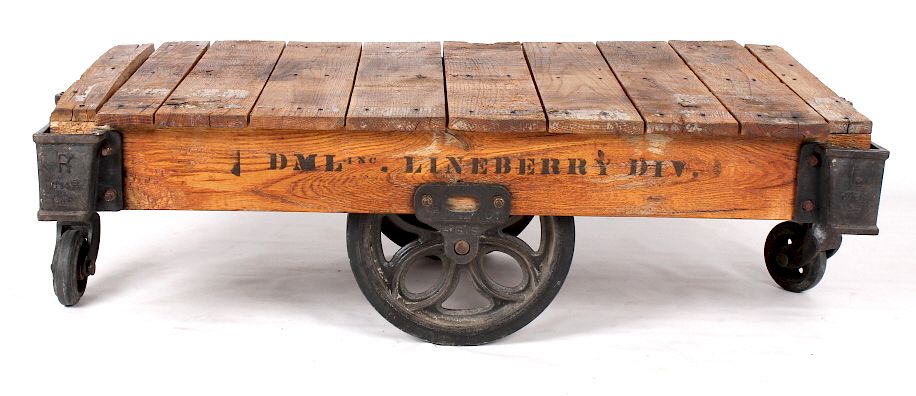 Appraisal: Original Early 's Lineberry Factory Cart Featured in this lot