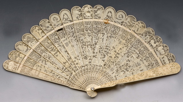 Appraisal: A CHINESE CANTON FOLDING BRISE FAN with allover decoration to