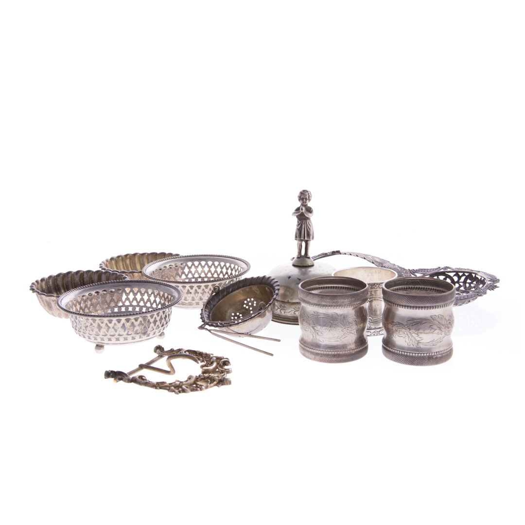 Appraisal: American Continental silver items comprising napkin rings pair of master