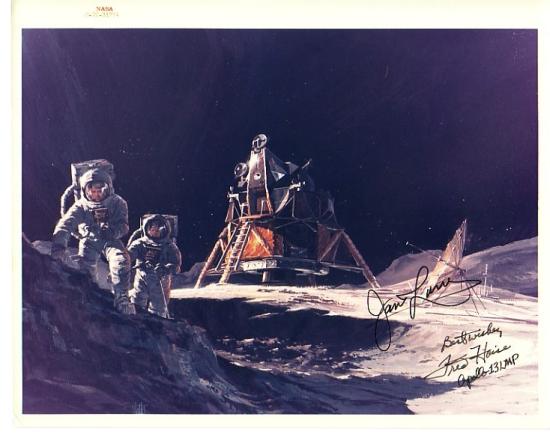 Appraisal: Apollo on Moon An artist conception color photograph of Astronauts