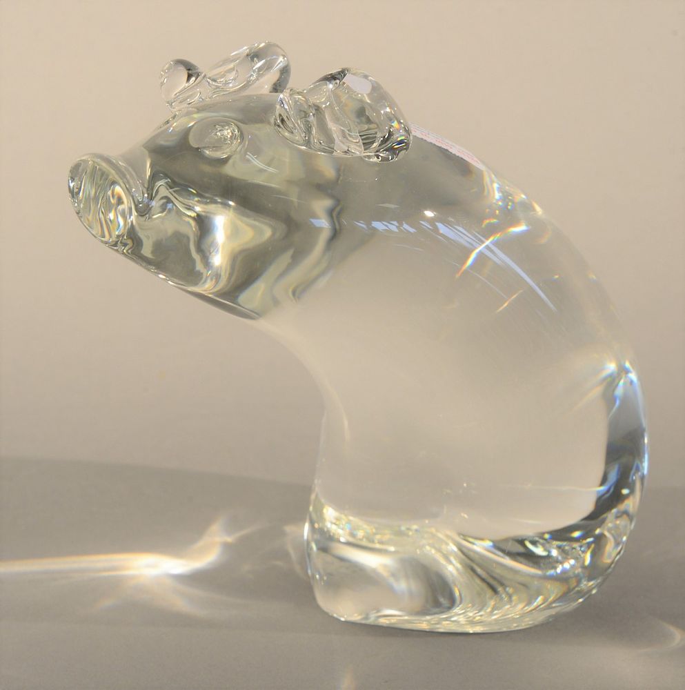 Appraisal: Large Steuben pig figural crystal sculpture signed Steuben ht in