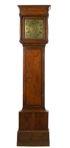 Appraisal: A George III provincial stained pine tall case clock with