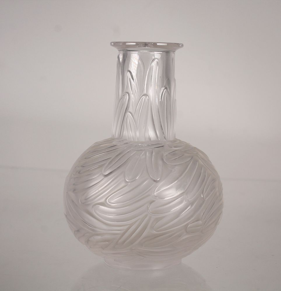 Appraisal: Lalique 'Plumes' Vase A Lalique 'Plumes' Vase Clear and frosted