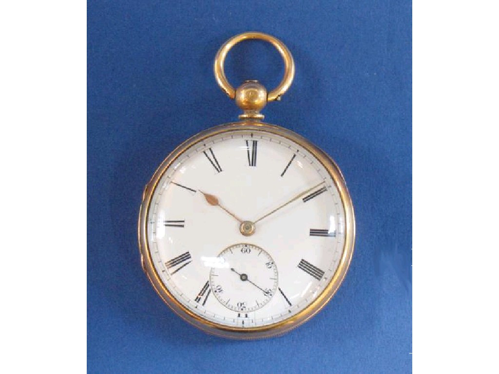 Appraisal: AN CT GOLD OPEN FACED POCKET WATCH the white enamel