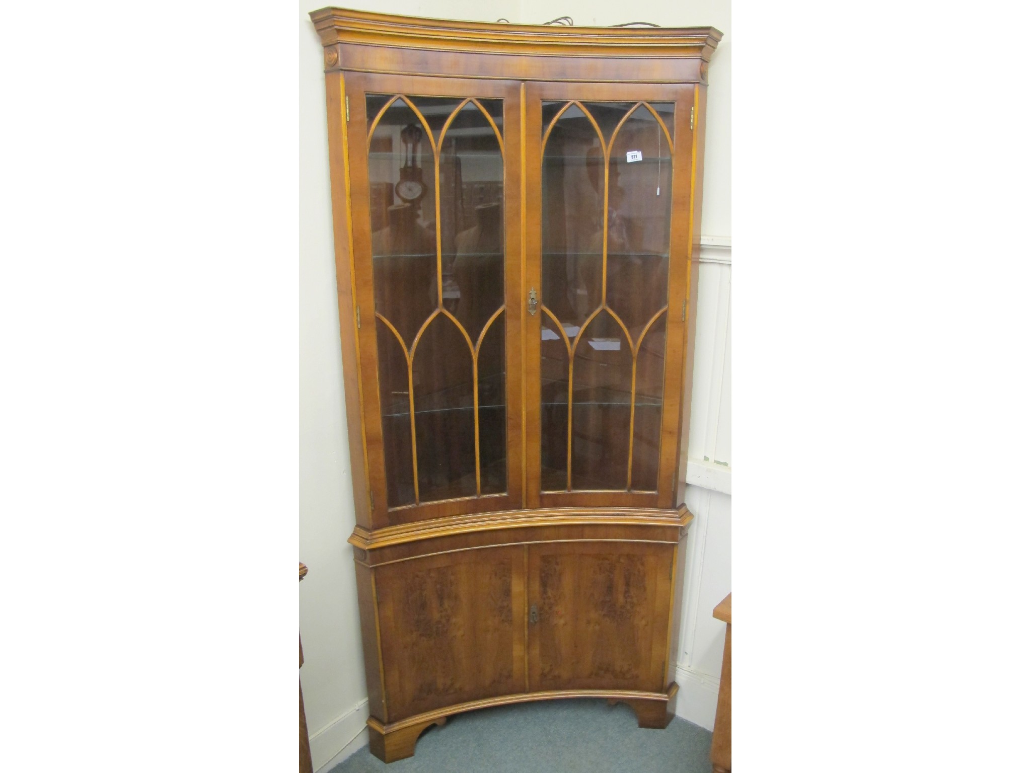 Appraisal: A th Century glazed corner cabinet