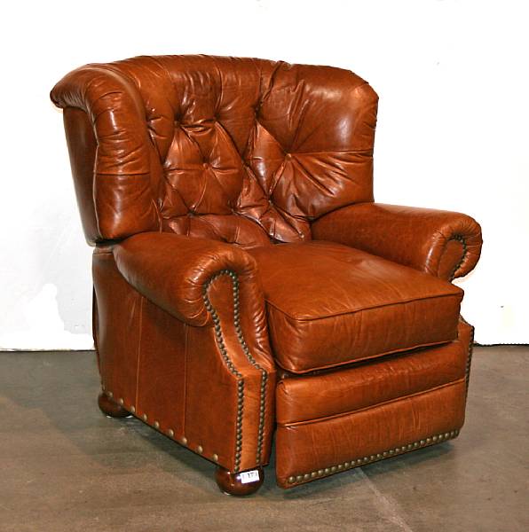 Appraisal: A pair of tufted leather recliners late th century