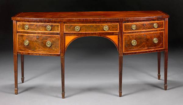 Appraisal: A George III satinwood crossbanded mahogany bowfront sideboard fourth quarter