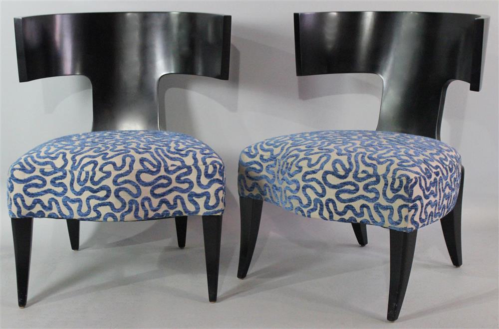 Appraisal: PAIR OF DONGHIA SIDE CHAIRS WITH EBONIZED WOOD FRAME AND