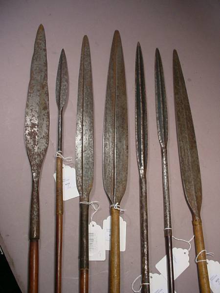 Appraisal: A lot of seven African spears and javelins th or