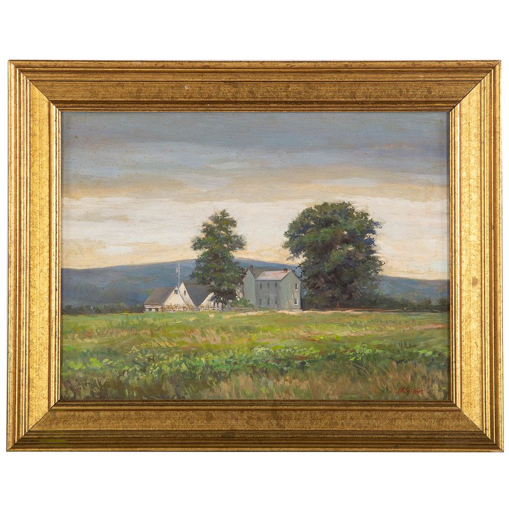 Appraisal: Nathaniel K Gibbs House in the Field oil American -