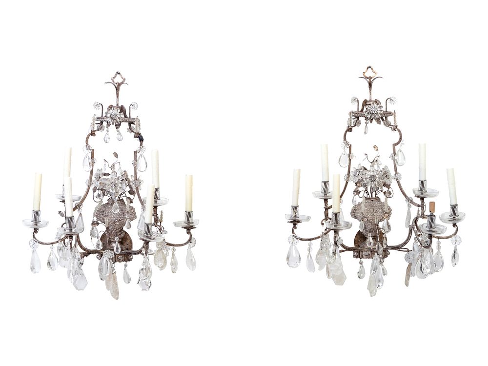 Appraisal: A Pair of Maison Bagues Silvered Metal Rock Crystal and