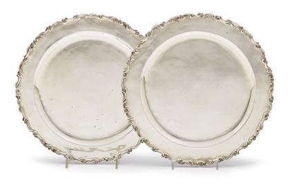 Appraisal: Pair of sterling silver circular trays th century Scroll molded