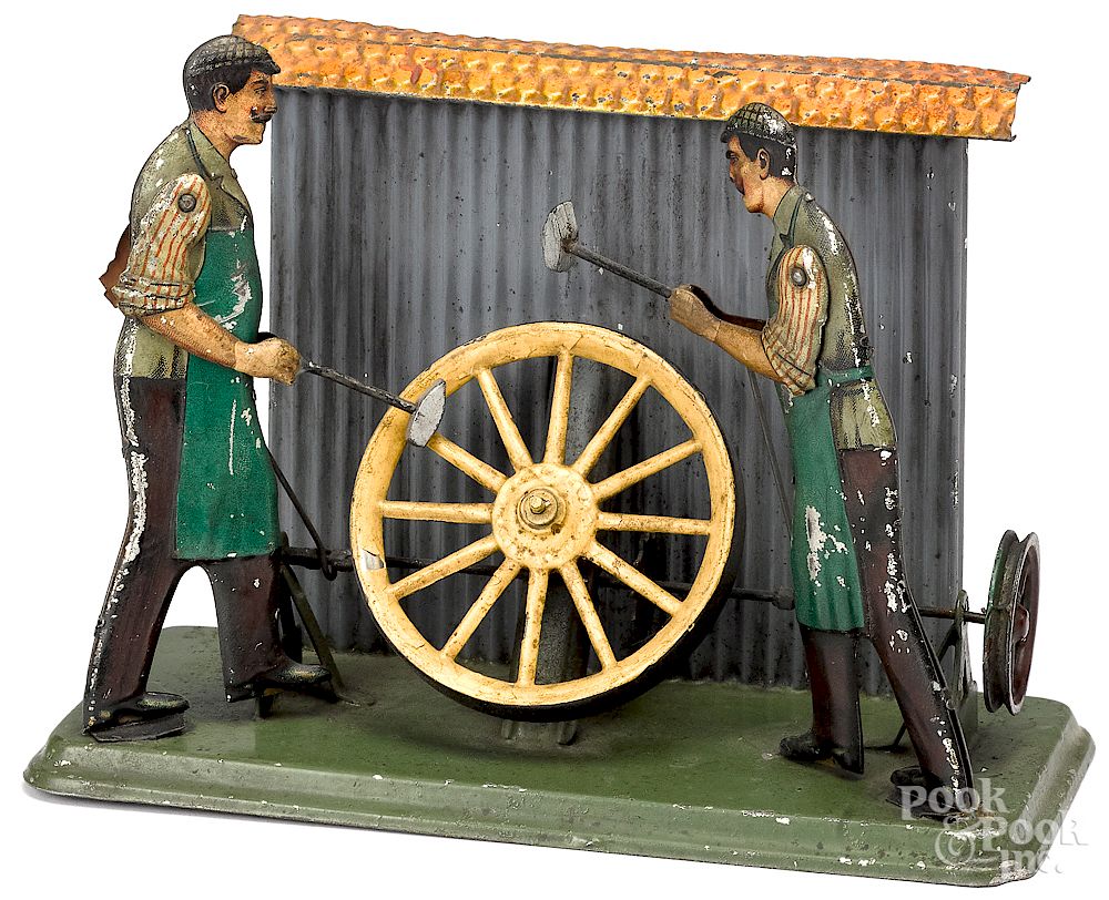 Appraisal: Bing wheelwrights steam toy accessory Bing tin lithograph wheelwrights steam