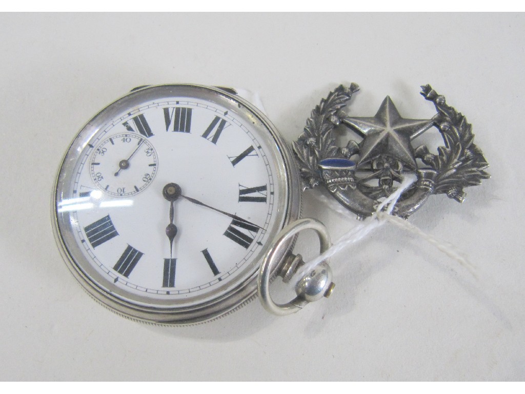 Appraisal: Lot comprising silver pocket watch and a sweetheart brooch