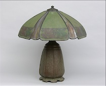 Appraisal: Signed Handel Table Lamp Reverse painted six panel shade approx