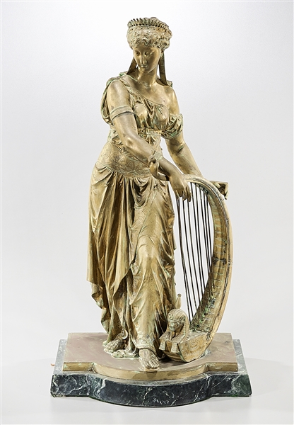 Appraisal: Bronze Classical figure with harp after Eutrope Bouret French -