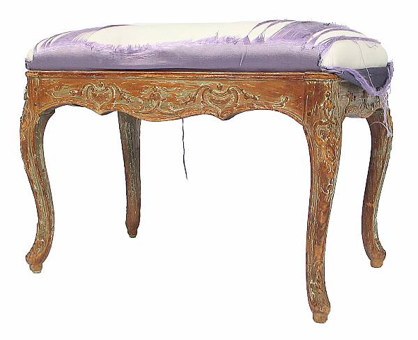 Appraisal: A Louis XV style partial paint decorated oak tabouret height