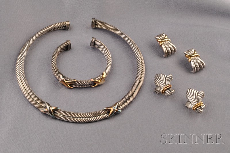 Appraisal: Suite of Sterling Silver and kt Gold Jewelry David Yurman