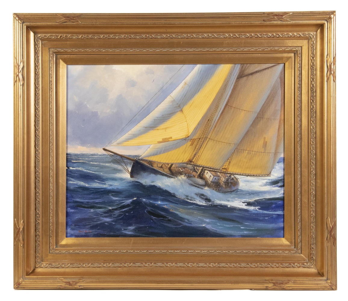 Appraisal: BRAD BETTS CONTEMPORARY MAINE Schooner Heeling in Rough Seas oil