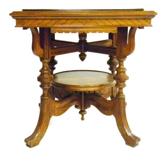 Appraisal: Eastlake table late th C walnut square top with molding