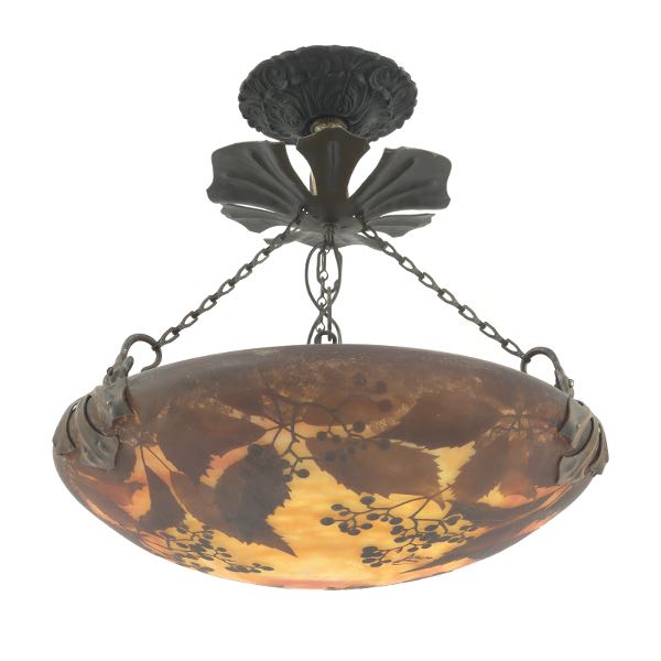 Appraisal: DAUM NANCY BOWL PENDANT GLASS SHADE diameter Daum Nancy cameo