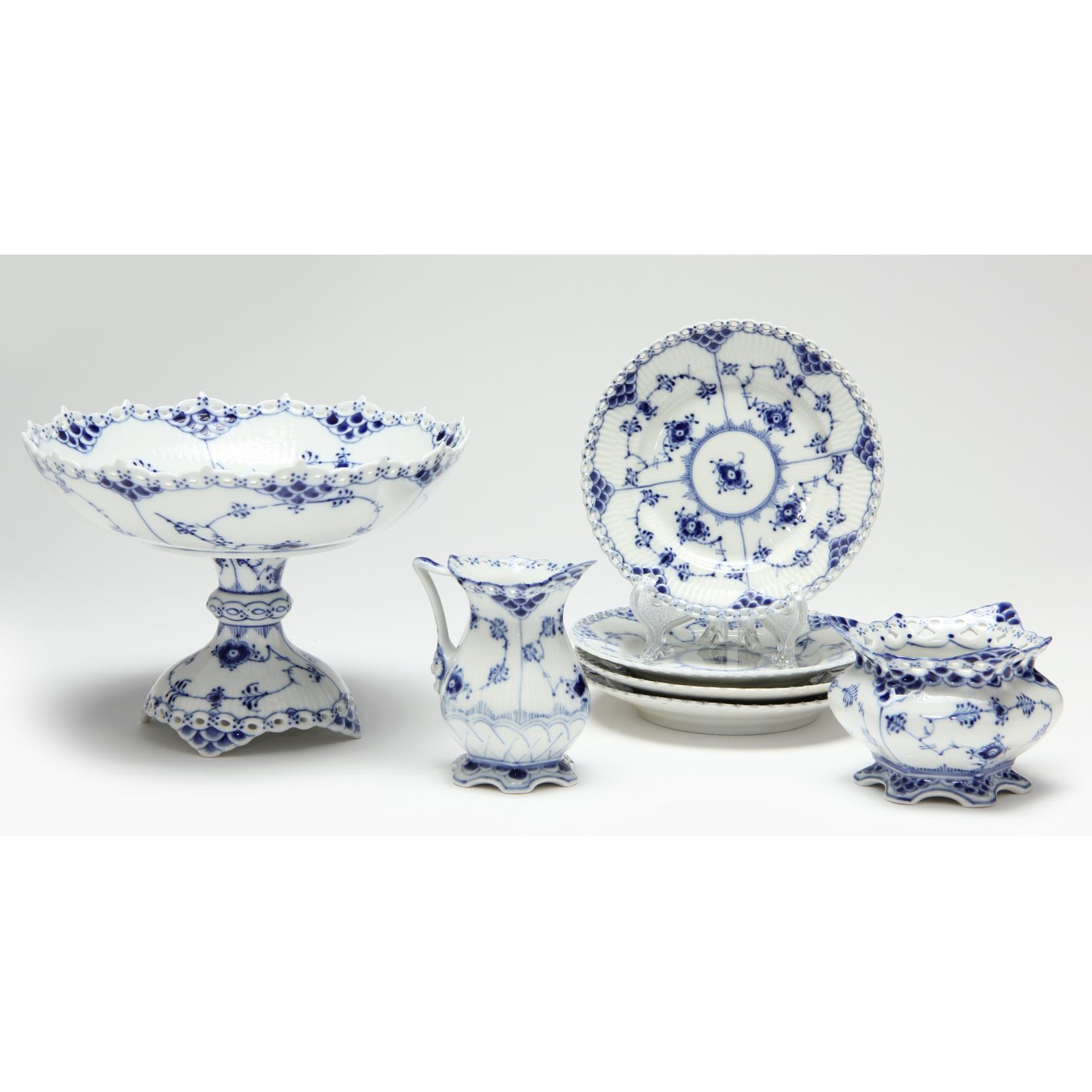 Appraisal: Royal Copenhagen Full Lace Grouping all in the desirable blue