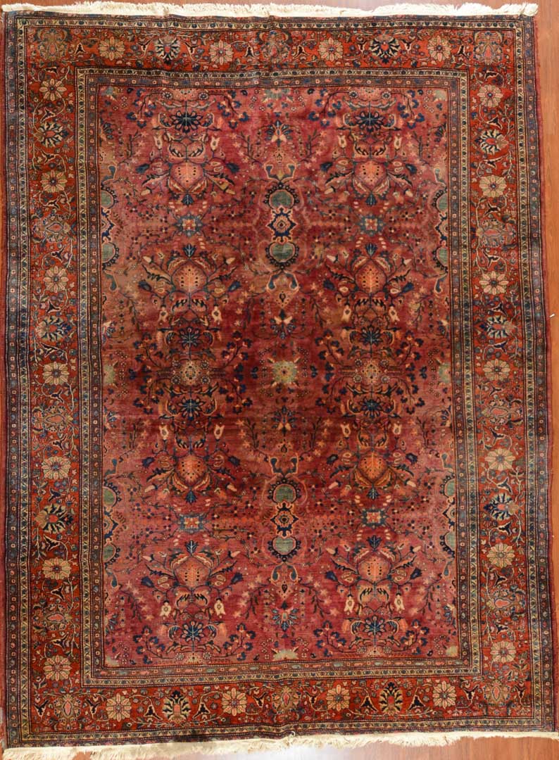 Appraisal: Antique Sarouk carpet approx x Persia circa Condition Worn