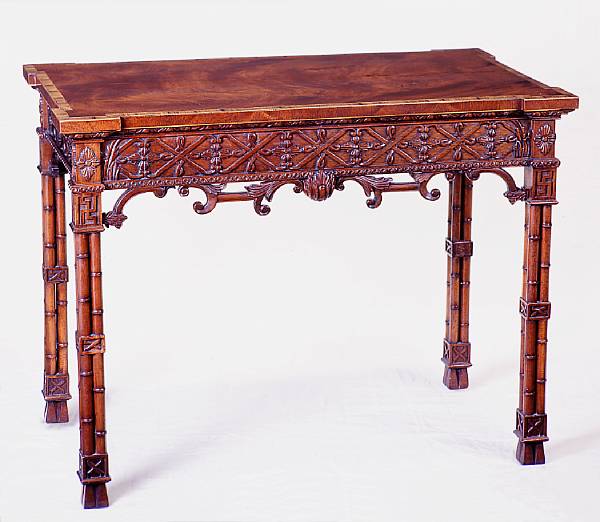 Appraisal: A George III style mahogany table The fretwork carved in