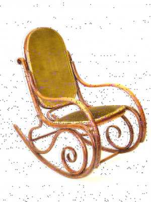 Appraisal: A bentwood rocking chair with green upholstered back and seat