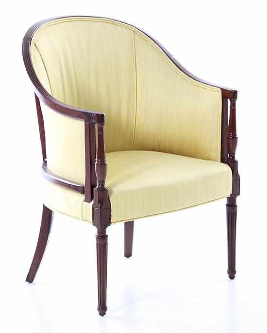 Appraisal: Regency mahogany bergere mid th century reeded crestrail and continuous